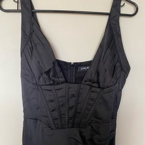 Black silk dress w/ bustier style top